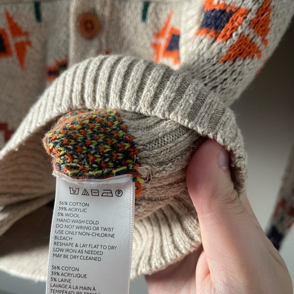 Koto | Printed Knit Button Down Collared Wool Blend Sweater Aztec Western - Picture 5 of 6